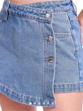 YMI Light Blue Denim Button-Front Skort